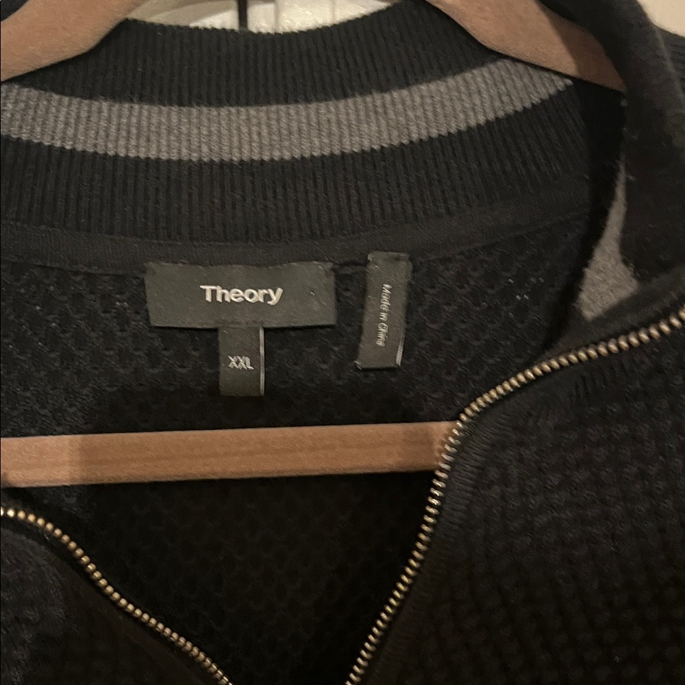 Theory Black Textured sweater Jacket with Zip Closure - Picture 2 of 6